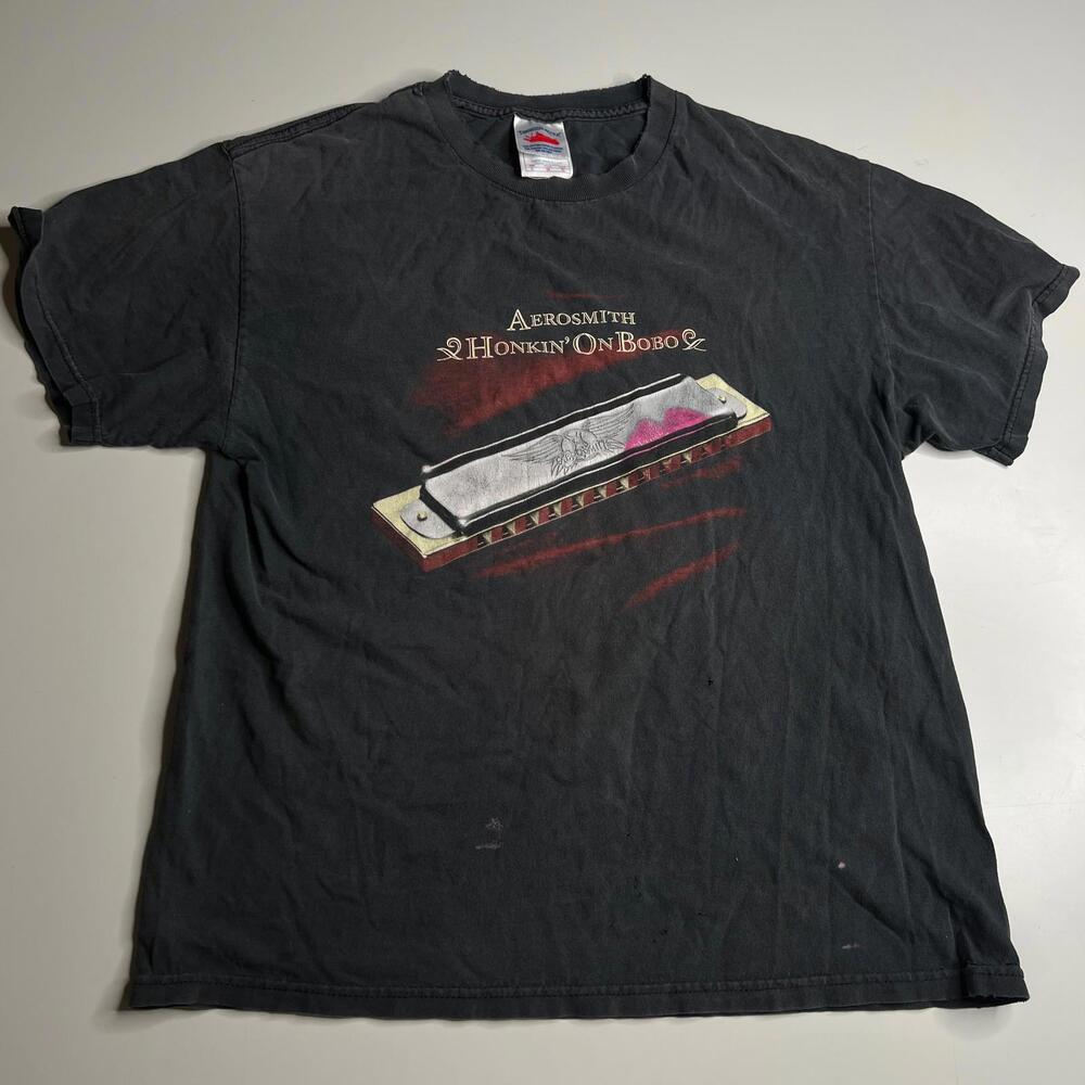 Vintage 2004 Aerosmith Honkin’ On Bobo Tour‎ T-Shirt Black Tennessee River L USA